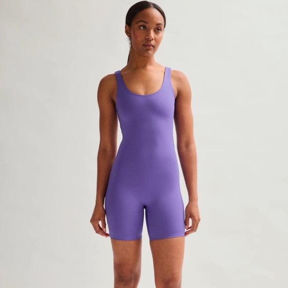 girlfriend collective Pants - Girlfriend Collective Eggplant Bike Unitard